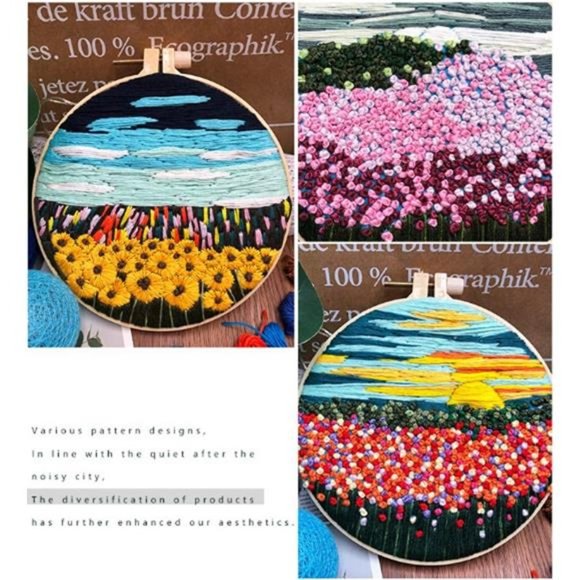 Embroidery Kit for Beginners Adults with Flower Pattern, Cross Stitch Kits - Picture 6 of 7